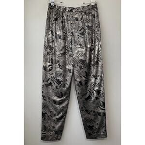 Joyce Womens Size 10 Black Gold Shiny Pants Party Glam Pull on Metallic Harem